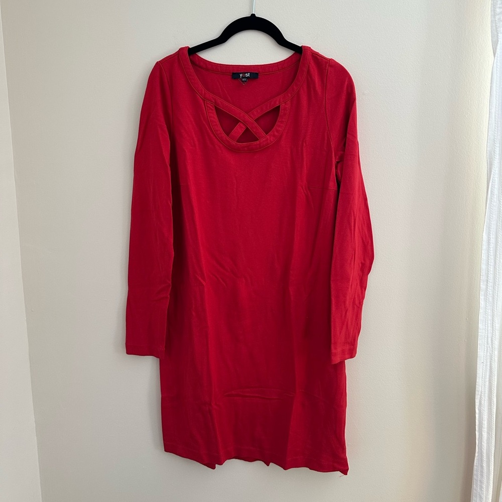 Yest Criss Cross V Neck Long Sleeve Dress
